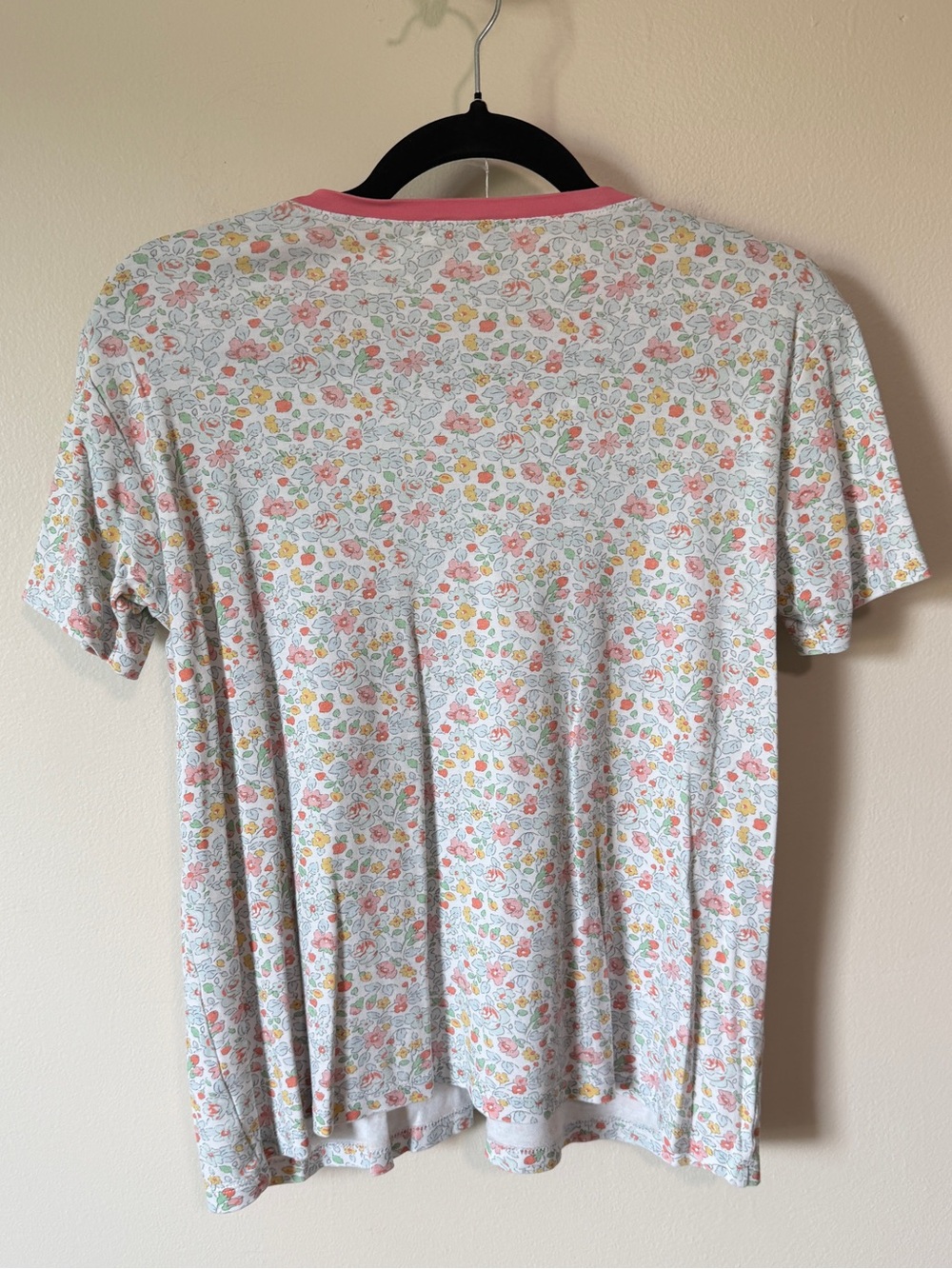 LAKE pink blue all over floral tee shirt size S 100% pima cotton - Picture 2 of 4